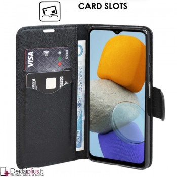 Telone atverčiamas dėklas su skyreliais - juodas (Samsung A33 5G)